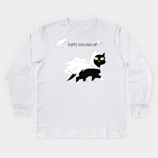 Ghost Kitty Kids Long Sleeve T-Shirt